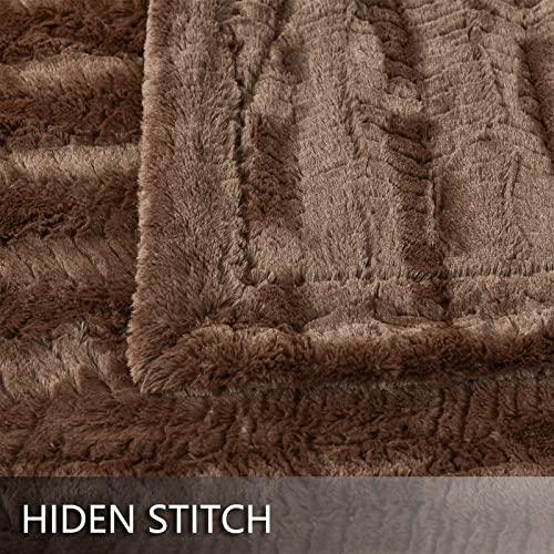 Yusoki Luxury Double Sided Faux Fur Throw Blanket(Without Pillows),Soft Fuzzy Fluffy Cozy Blanket Plush Furry Comfy Warm Blanket For Couch Bed Chair Sofa Bedroom Men Boys Gift(Brown,50" X 63") #TOP6