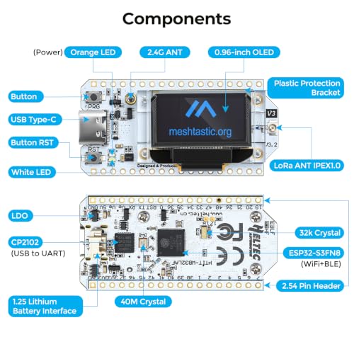 Image of ESP32 Development Board WiFi Bluetooth LoRa Dual Core 240MHz CP2102 with 0.96'' OLED Display and 433 /470MHz Antenna for Arduino (868 /915MHz)