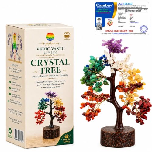 Image of Jayshree Om VedicVastu 300 Beads Seven Chakra Tree - Gift for Positive Energy & Healing | Feng Shui Seven Chakra Tree of Life with Crystals and Stones| Home Decor for Living Room and Spiritual Spaces