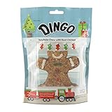 Dingo Gingerbread Men Chews 2 Count, Holiday Rawhide for Dogs with Real Chicken