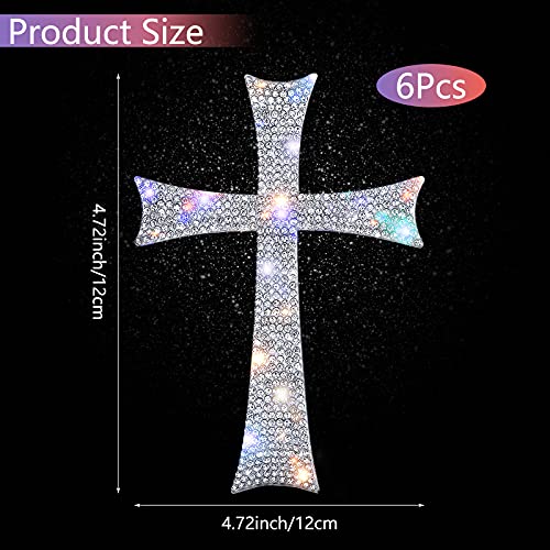6 Pieces Silver Bling Cross Car Decals Waterproof Rhinestone Stickers With Self-Adhesive Backing For Car Decor, Bumper Window Laptops Luggage Car Interior Exterior Window Motorcycle Helmet #TOP1