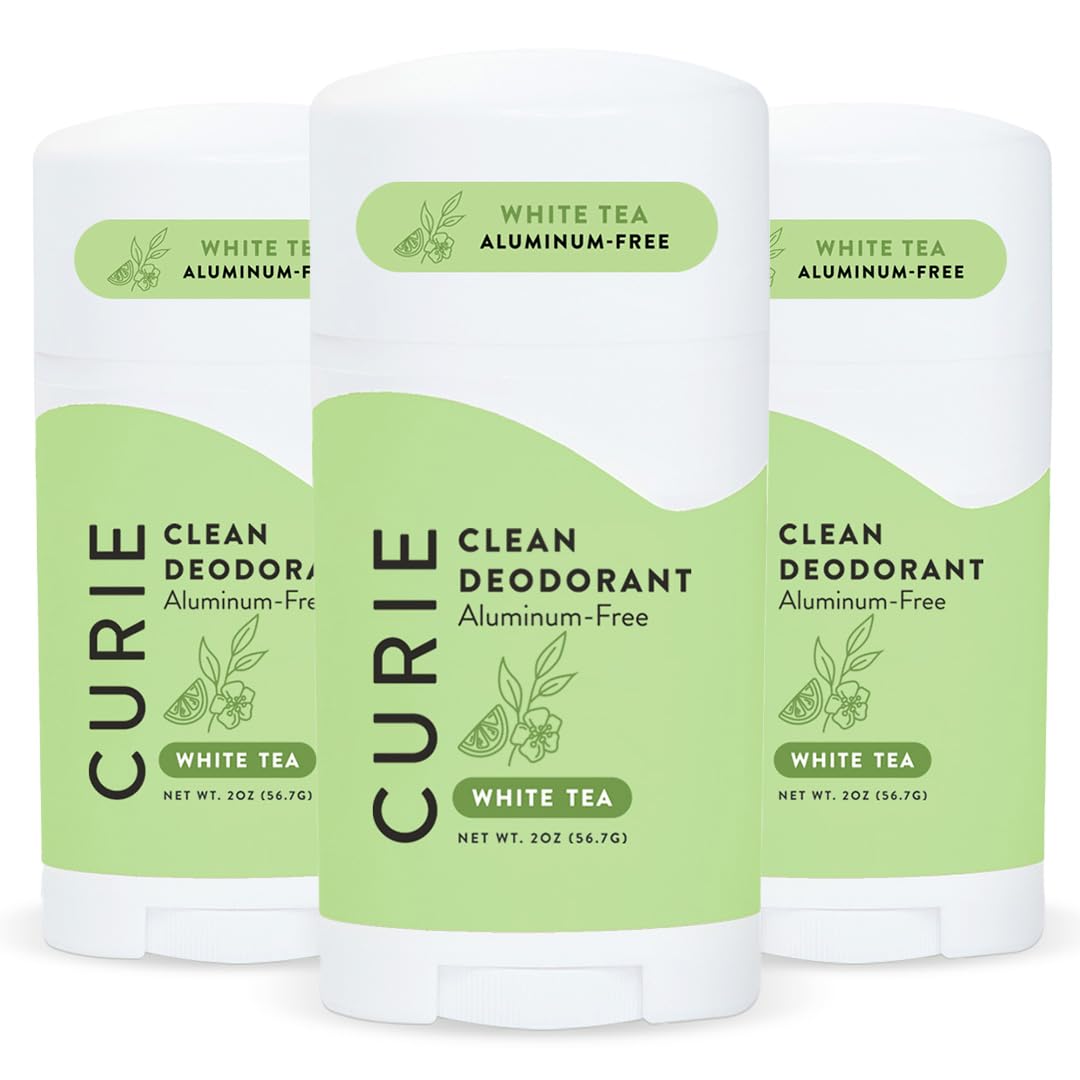 Curie Natural Deodorant for Women - White Tea - Aluminum Free, Clean, Sustainable, Vegan, Paraben Free (3pk)