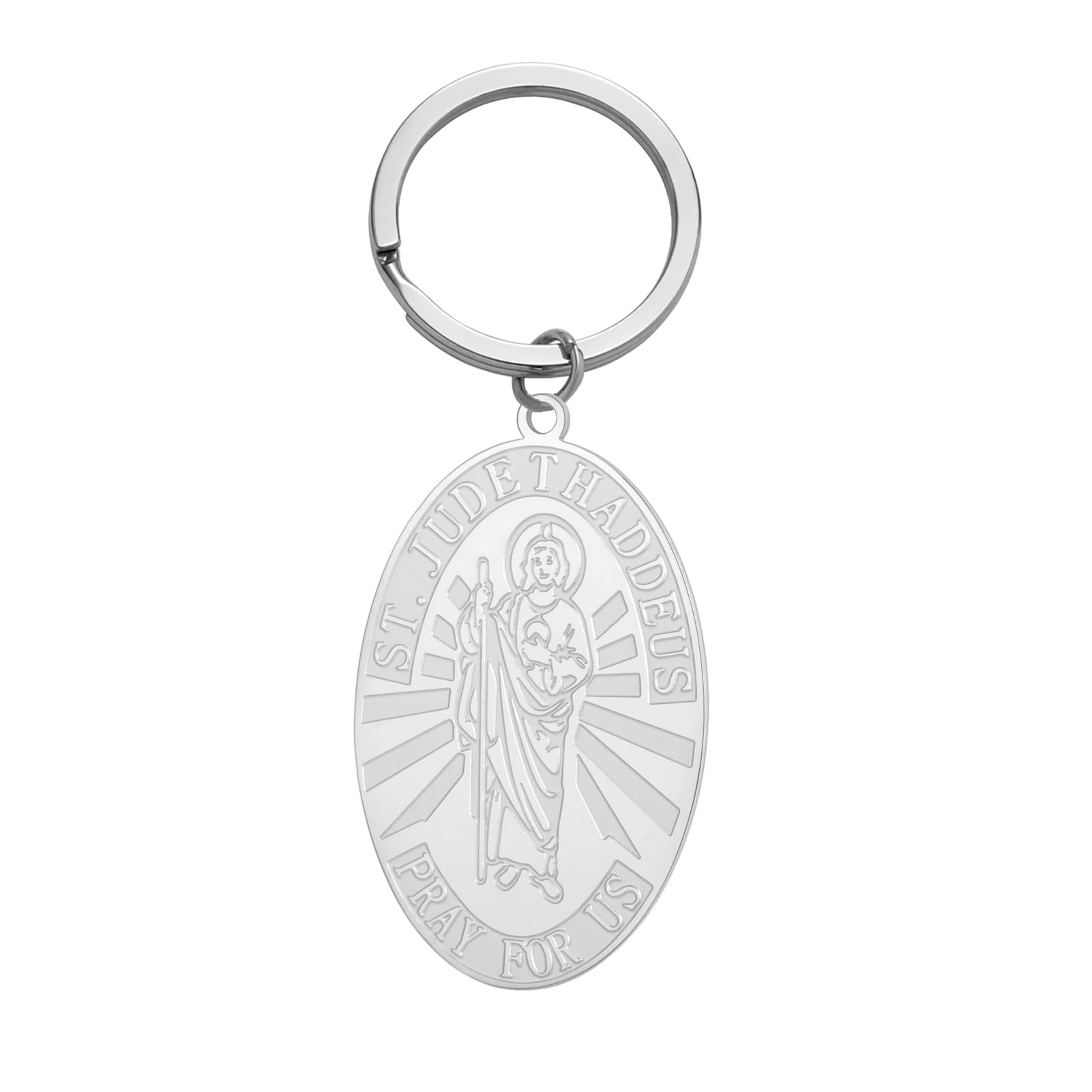 Kkjoy Collana Di San Giuda Taddeo PREGA PER NOI In Acciaio Inox Ciondolo Della Medaglia Ovale Religiosa 1155267