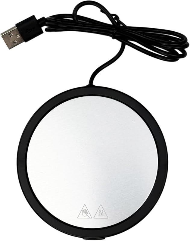 Calentador de tazas eléctrico de escritorio Flylin, almohadilla calentadora de café USB portátil (negro) | Alimentado por USB, diseño de bajo consumo de 10 W, de fondo plano, para el hogar y la oficina, para té, café, agua, leche, cacao