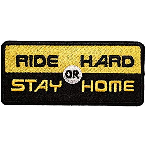 Image of Motohog Unique Embroidered Iron & Sew on Patch (Ride Hard OR Stay Home) 5.1X2.2 inches