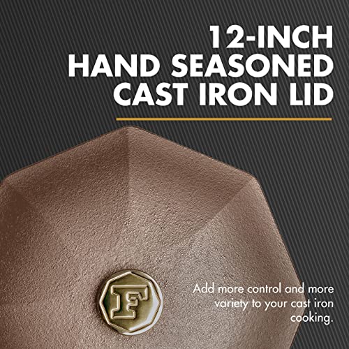 Finex 12" Cast Iron Skillet Lid With Brass Handle, Modern Heirloom, Handcrafted In The Usa, Pre-Seasoned With Organic Flaxseed Oil #TOP1