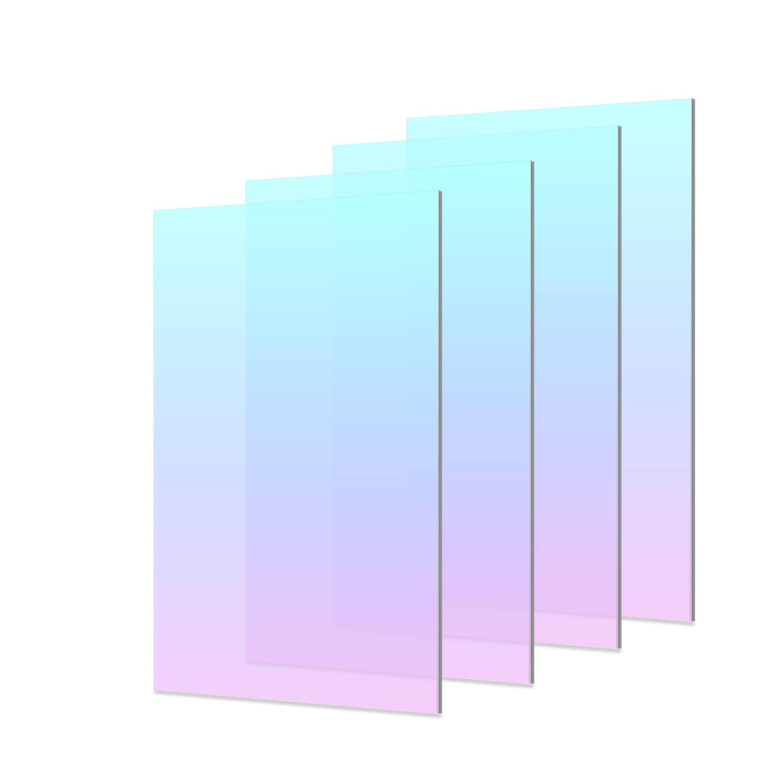 KASTWAVE 8X12" Iridescent Acrylic Sheet, 4 Pack Colored Acrylic Sheets for Crafts,Signs,Pantings DIY Display Projects, 200x300x2.8MM