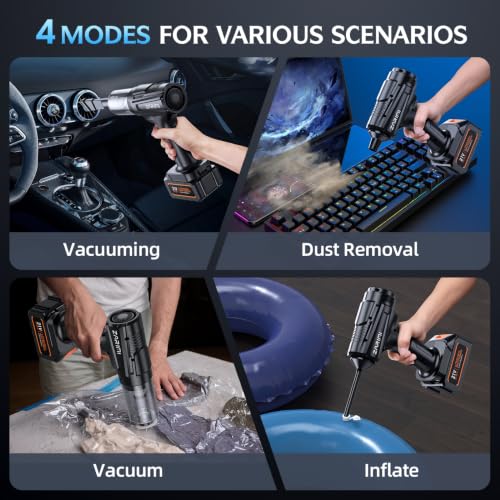 Image of Car Vacuum Portable Cordless, 50000Pa Strong Suction Brushless Motor, Handheld Vacuum with 2 Batteries & Charger, 6-in-1 Rechargeable Vacuum Cleaners for Home, Pet Hair & Keyboard Ink Black