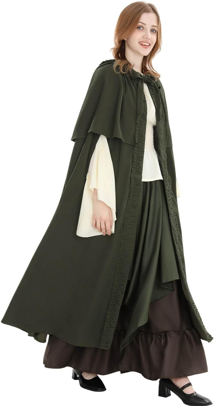 Nuoqi Renaissance Cloak with Hood Women Medieval Cloak Halloween Cosplay Knight Gothic Witch Cape - Image 8