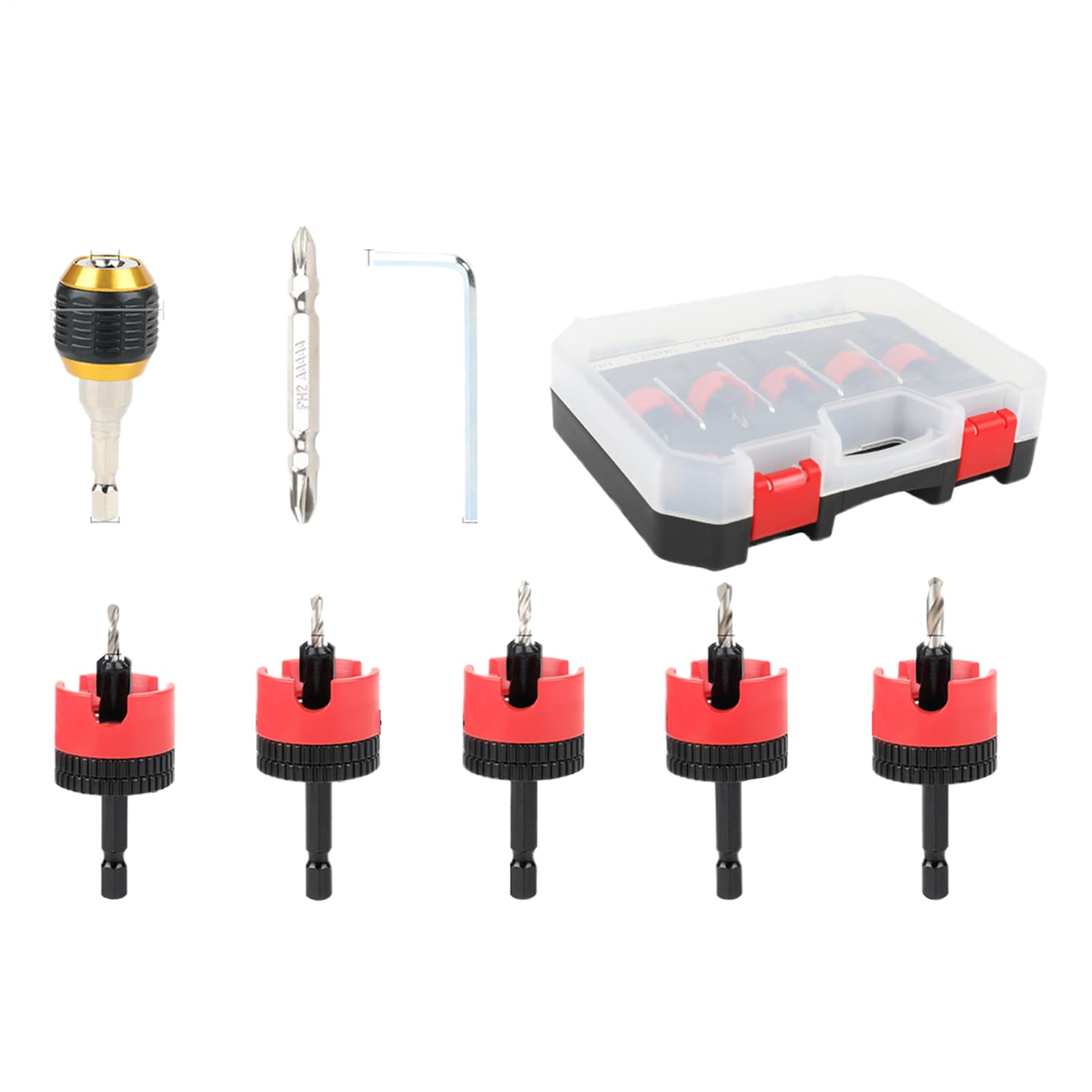 7 Embouts de perçage effilés pour bois et foret countersink métal, queue 1/4" changement rapide - 8