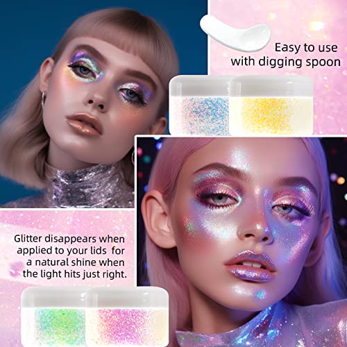 Dageda Holographic Body Glitter Gel,Color Changing Glitter Gel Under Light For Face, Body, And Hair, Glitter Body Face Gel Perfect For Festival Party Rave Accessories-1.7 Oz(Mysterious Purple) #TOP3