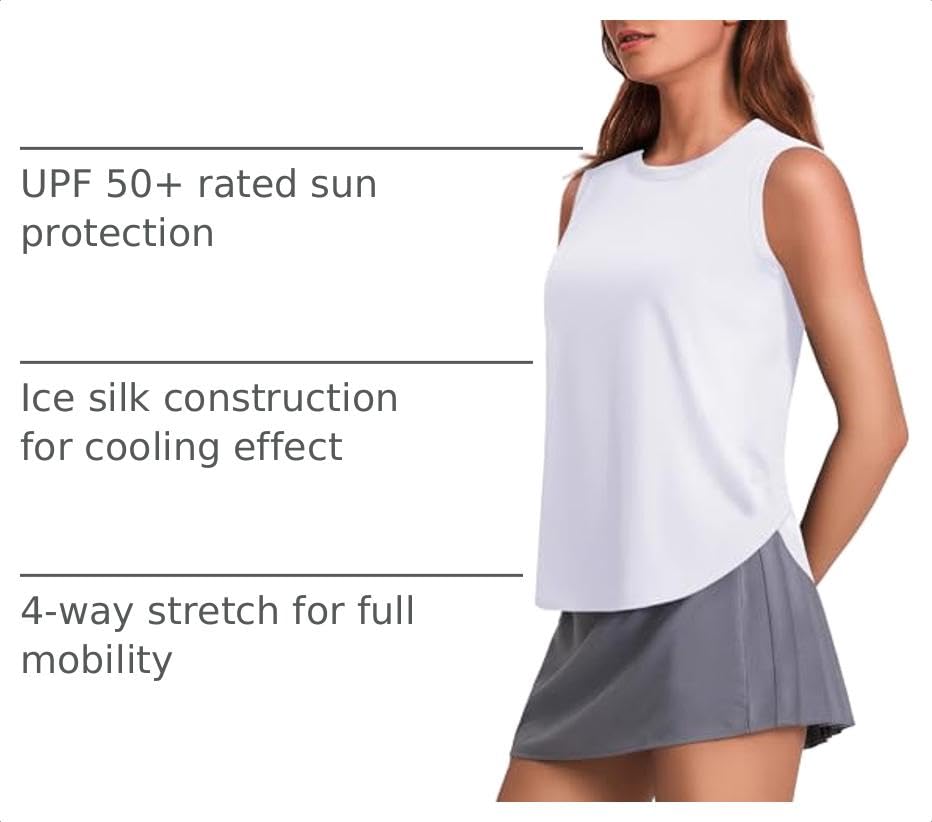 Image of PINSPARK Workout Tank Tops Woman Ice Silk UPF 50+ Athletic Yoga Shirts