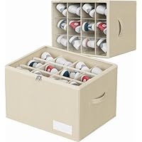 WANGIRL Scatole per Scarpe, Adatto per 12 Paia, Organizer Salvaspazio Pieghevole, Contenitori Scarpe con Coperchio Trasparente, Supporto Inferiore e Maniglie Rinforzate - Beige