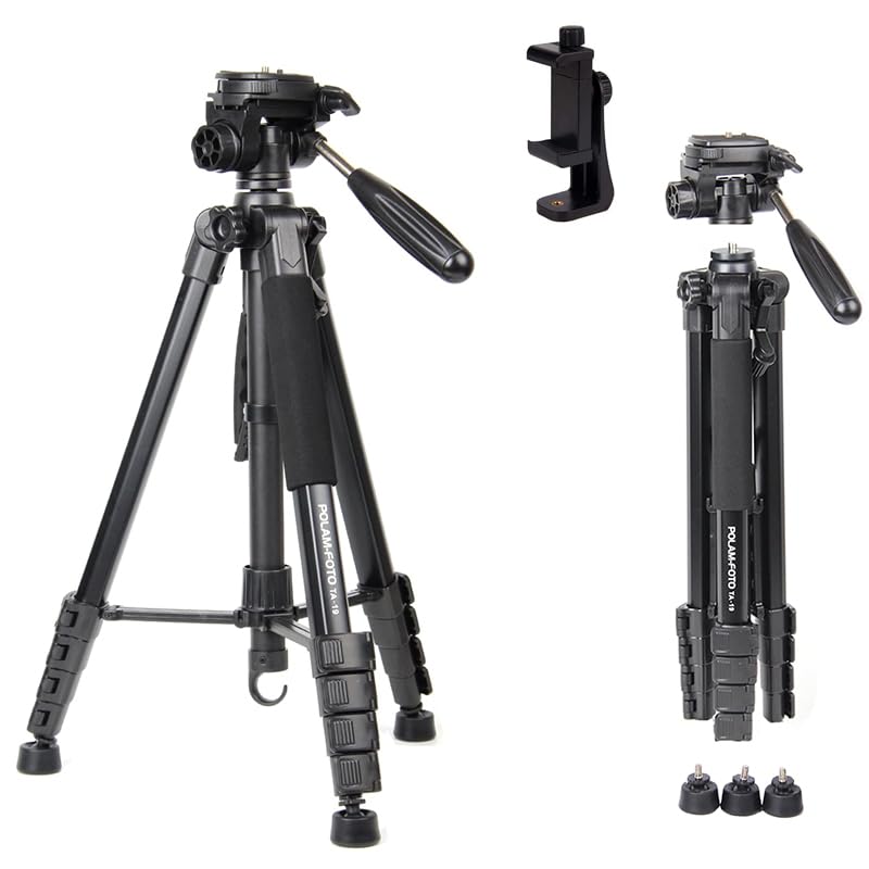 POLAM-FOTO 188cm Camera Tripod with Travel Bag,Phone Tripod with Phone Holder,Replaceable 3 Way pan Head and Detachable Foot Pads，Suitable All Cameras, Cell Phones, Projector, Max Load 4kg (B0B6G58K8F) Amazon Price History, Amazon Price Tracker