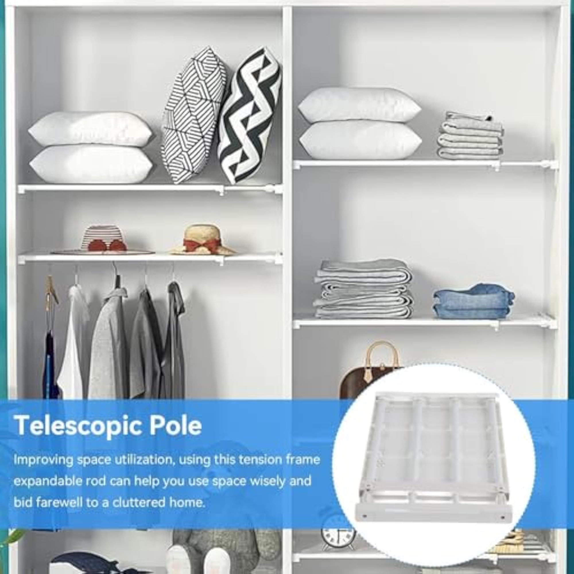 Adjustable Closet Shelf, Storage Rack for Wardrobe