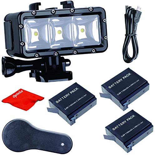 Opteka High-Power Underwater Diving Waterproof 147ft(45m) LED Video Light for GoPro Hero 7/6/5/5S/4/4S/3+/2/SJCAM/YI