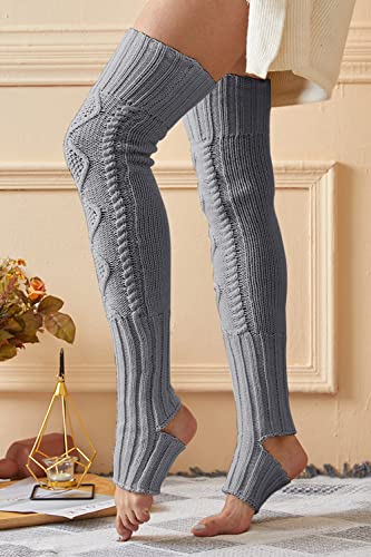 Women's Extra Long Stirrup Leg Warmers Winter Knitted Over Knee Thigh High Footless Socks #TOP1