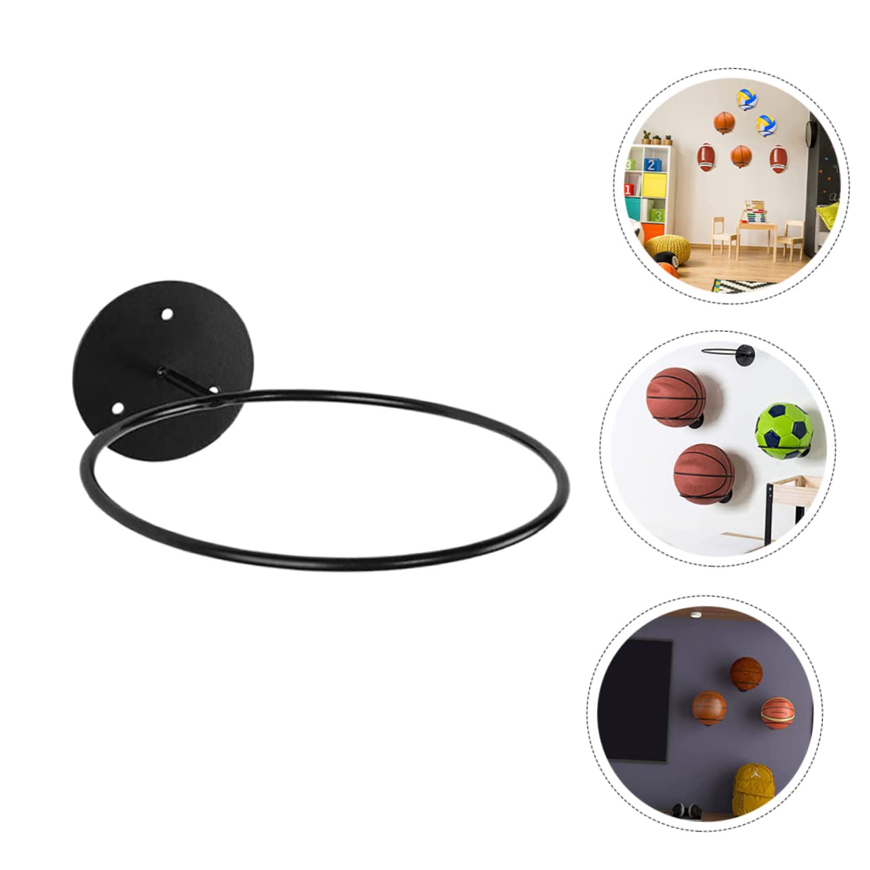 Toddmomy Estante de Almacenamiento de Baloncesto de Hierro Pared Soporte Resistente para Exhibición de Organizador de Espacio para Gimnasio
