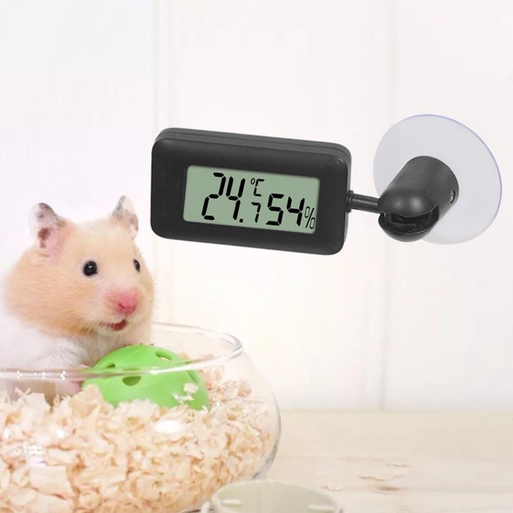 DONGKER Jauge D'humidité de Thermomètre de Reptile,Jauges de Capteur de Température D'affichage LCD Numérique avec Ventouse pour Tortue,Serpent,Lézard,Grenouille,Araignée,Boîte a Plantes
