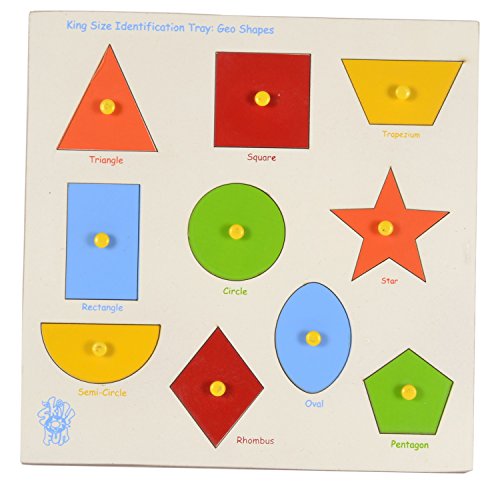 Skillofun Star & Shape Blocks Wooden Tray for 1 year old Girl Or Boy | Educational Toys For 1+ Year Old | Shape Sorter Toys For Kids | Toddler Activity Toys | Brain Toys for Kids | Wooden Puzzles