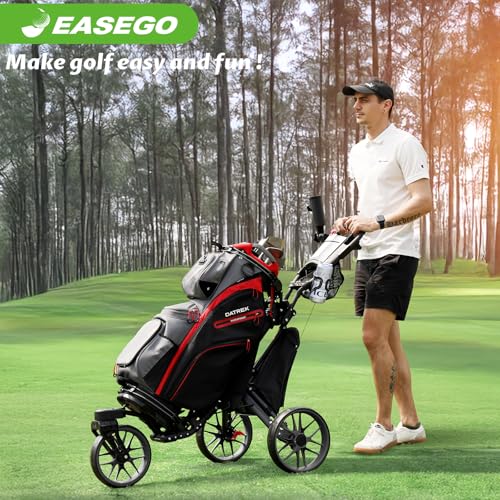 Image of EASEGO Golf Push Cart 3 Wheel : 360 Swivel Front Wheels Golf Walking Carts