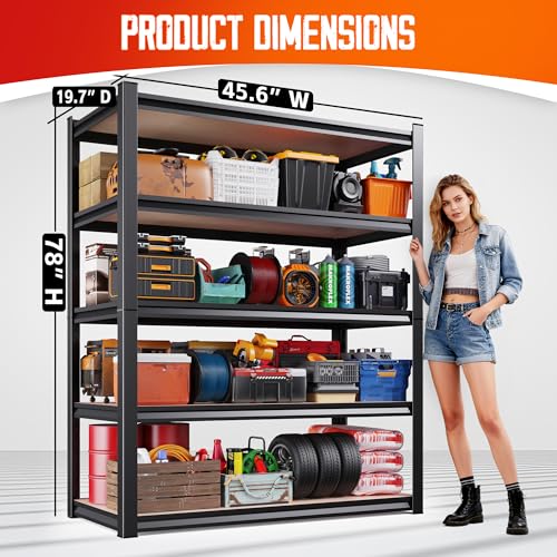 Image of Set of 10 Garage Shelving-2050 lbs 5 Tier Storage Shelves,Adjustable Heavy Duty Metal Shelving Unit and Storage Large Rack,Utility Steel Shelf For Warehouse Industrial Pantry Basement 78 inchx46 inchx20 inch