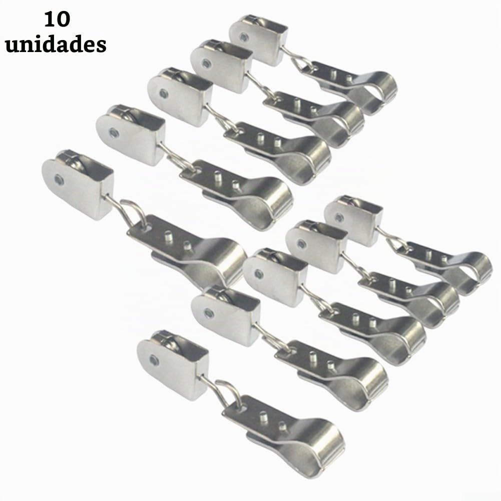 Juego de 10 poleas y abrazaderas de acero inoxidable 304 para instalación de toldo, kit de hardware resistente con opciones de rueda de nailon/acero