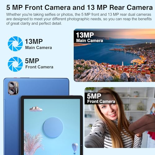 Image of Tablet Android Tablet PC 10.36-Inch 2K Screen 16GB RAM + 256GB ROM + TF 1TB Octa-Core 2.0 GHz / 2000 * 1200 8600 mAh / 5MP + 13MP / 5G WiFi /Bluetooth 5.0, with Protective ase Blue