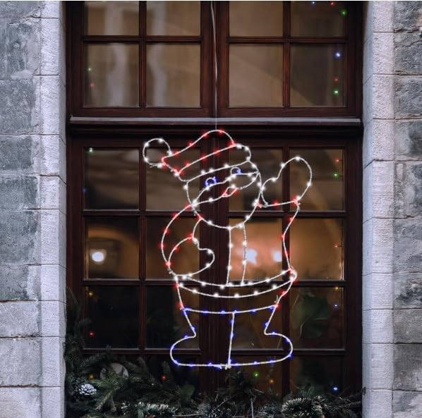 LED Lighted Santa Window Silhouette, Double Sided, Indoor/Outdoor, Lightweight