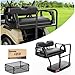 10L0L Golf Cart Rear Flip Seat Kit for Club Car DS 2000.5-UP, Deluxe Flip Folding Back Seat Kit with Widened Grab Bar, Black Leather Cushions, Cargo Net