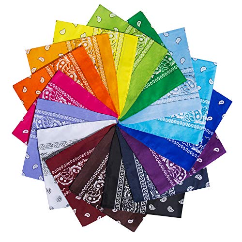 14 Piezas Pañuelo Bandanas Hombres y Mujeres, Bufanda de Algodón Paisley, Diadema de Mezclilla, Ciclismo Hip-Hop Pañuelo Cuadrado, También Como Pañuelo Cuello