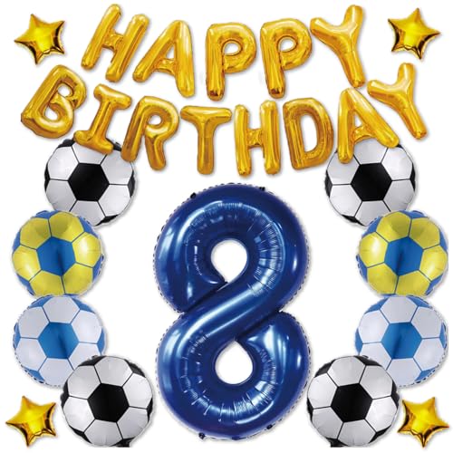 【風船屋】8 サッカー 特大数字 バルーン 飾り付け お誕生日 お祝い ブルー 青 サプライズ クラブ プレゼント 小学生 男の子 バースデー お祝い (8歳)