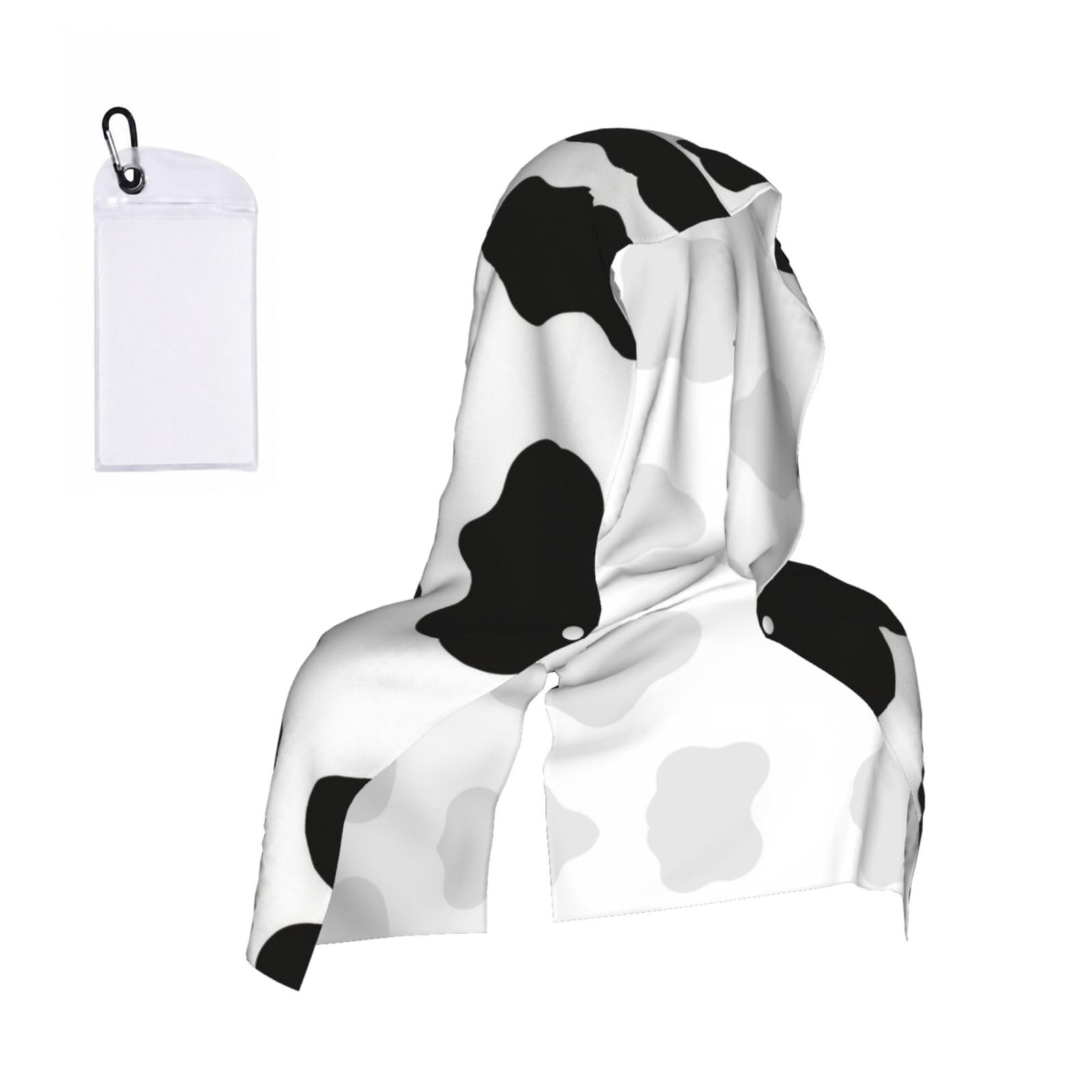 CNTDBU cow print Cooling Towel Hooded-Instant Chill Neck Cover for Sports, UV Cooling Rag for Running Gym