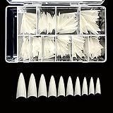 VIVACE Natural Stiletto 500pcs Artificial Fake Nail Tips 10 Sizes For Nail Salon Nail Shop