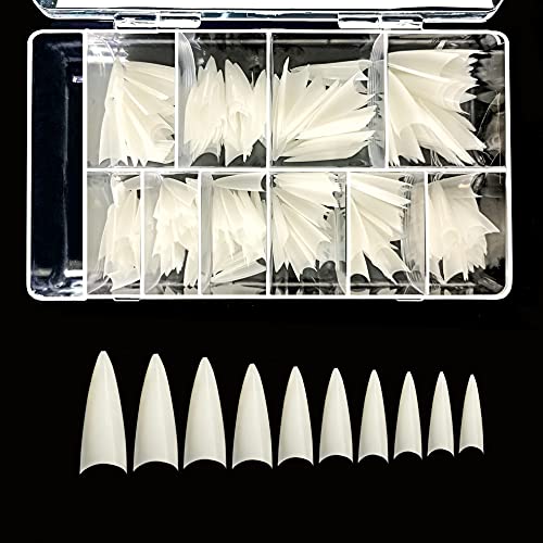 Vivace Natural Stiletto 500Pcs Artificial Fake Nail Tips 10 Sizes For Nail Salon Nail Shop #TOP4