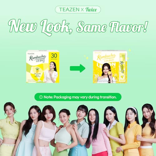 Image of TEAZEN Lemon Kombucha Powder, Hydration Drink Mix, Sugar Free, Live Probiotics & Prebiotics, On-the-Go 30 Packets, 5.29oz