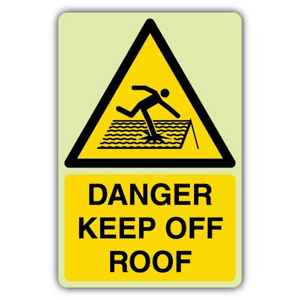 V Safety - Señal de seguridad que brilla en la oscuridad, con texto en inglés "Keep Off", 600 x 900 mm, hecha de vinilo autoadhesivo de doble brillo, señalización de advertencia de peligro, fabricada