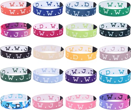 SONNYX 20 PCS WWJD Matching Bracelets for Women Men What Would Jesus Do Inspirational Religious Christian Reversible Stretch Wristband Jesus Faith Elastic Bracelet