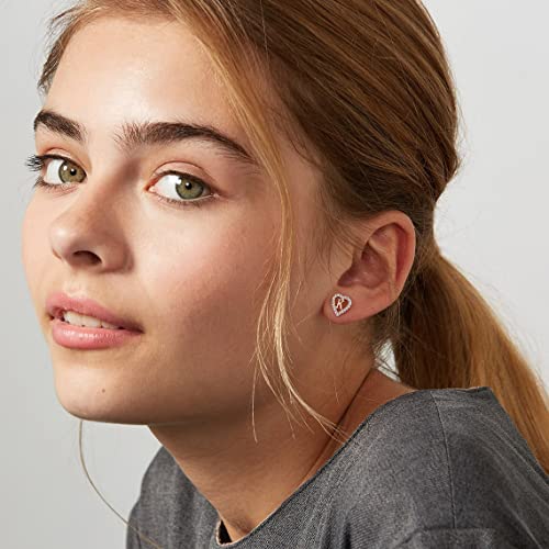 Heart Initial Stud Earrings For Girls, 14K Gold Plated Girls Earrings S925 Sterling Silver Post Cz Stud Earrings Hypoallergenic Letter E Initial Earrings For Girls Teen Girls Toddler Kids #TOP3