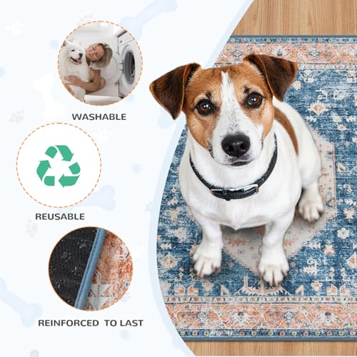Image of Lahome Super Absorbent & Leakproof Washable Dog Pee Pads - 2 Pack Value Set - Waterproof, Non-Slip Reusable Pads for Puppy Training, Crates & Whelping (24 inchx24 inch, Beige Blue)