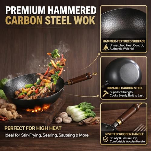 Wok de Hierro Fundido sin Recubrimiento, Acabado Martillado miniatura 6