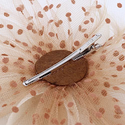 Image of DRESHOW Fascinators Hat Flower Mesh Ribbons Feathers on a Headband and a Clip Tea Party Headwear for Girls and Women