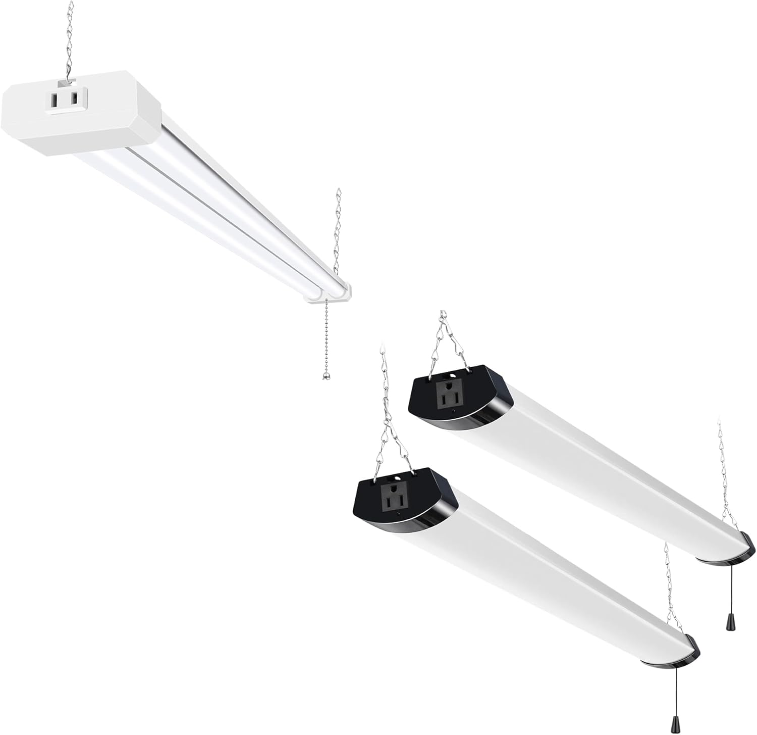 hykolity 5000K LED Shop Light Linkable, Daylight LED Ceiling Lights for Garages, Workshops, Basements, Hanging or FlushMount, Included Power Cord and Pull Chain,ETL