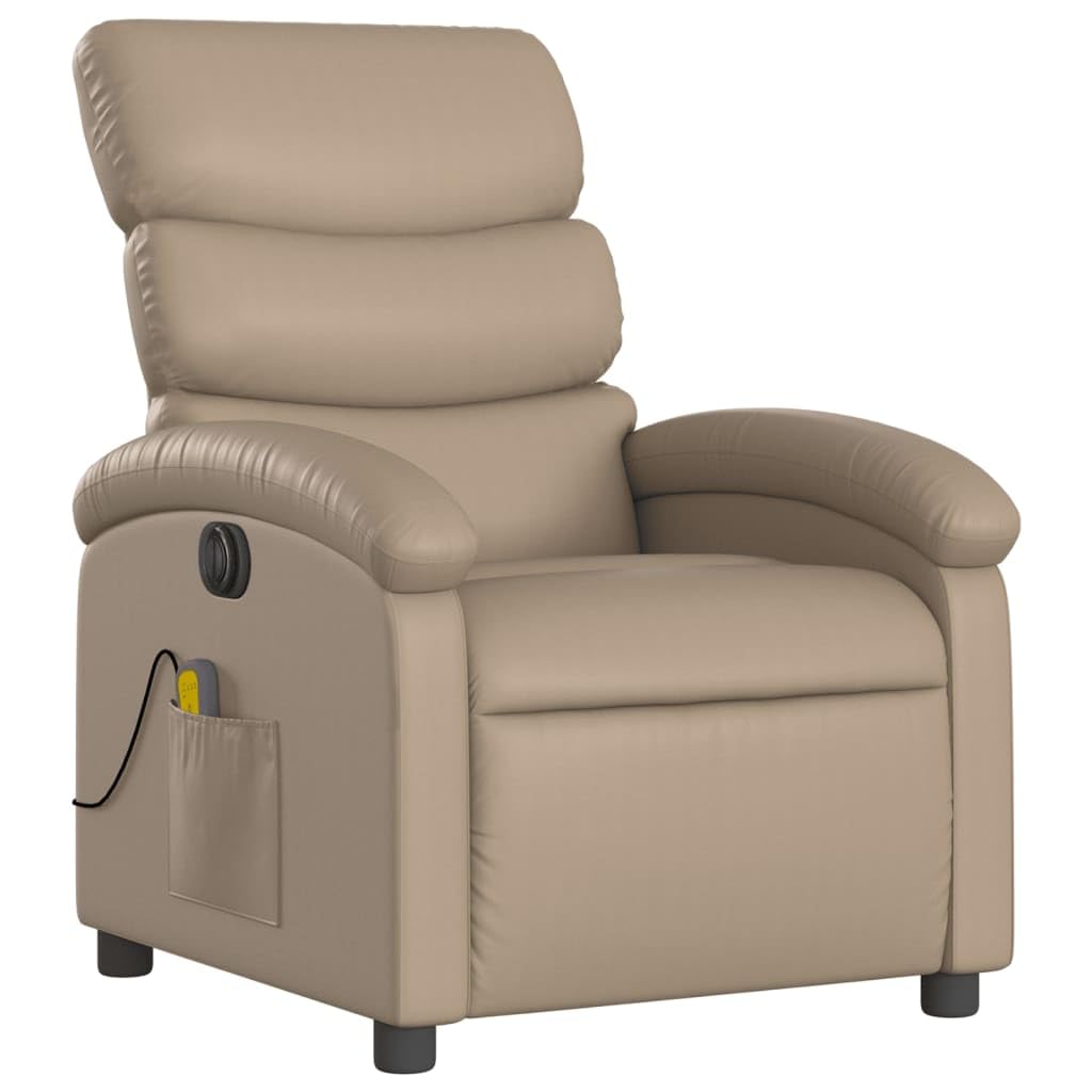 Sillon Relax Reclinable de Masaje eléctrico Cuero Sintético Capuchino