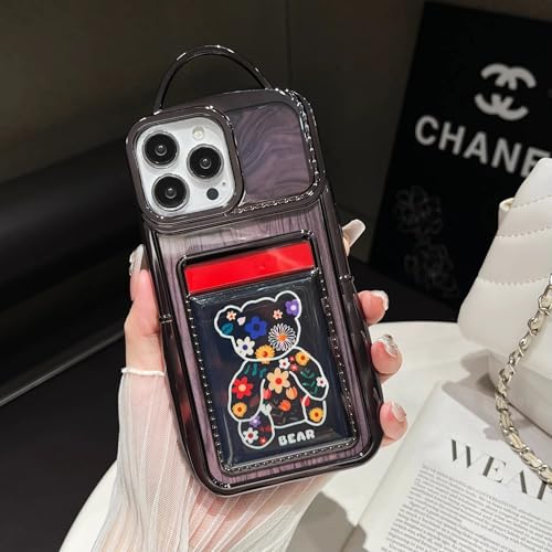 Image of COVERLY for iPhone 14 Plus 3D Luxury Phone Bag Style Case,Full Protective Fashion Wallet HD Photo Card Clear Slot with Purse Holder Cute Soft Silicone Aesthetic Cover for Apple iPhone 14 Plus -Black