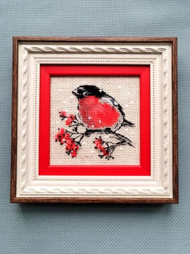 Image of RIOLIS - Winter Guest 2132, Animals Cross Stitch Kits 4 inchx4 inch, Cross Stitch Kits for Beginners & Advanced, Crossstitching Kits Adult, Counted Stitching Kits, Embroidery Kit