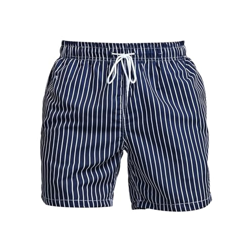 Mens Pinstripe Swimming Trunks with Compression Liner 5