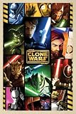 Star Wars: The Clone Wars - Grid Wall Poster, 22.4L' x 14.7W', Blonde Framed Version