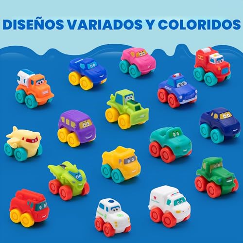 Miniatura 2 de Joyin 16 Piezas Coches De Dibujos Animados, Juego De Coches De Goma Suave, Mini Vehículos De Juguete Para Bebés, Coches De Juguete Para Baño Para Niños Y Niñas, Regalo De Cumpleaños De Navidad