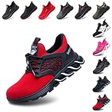 Hitmars Arbeitsschuhe Herren Damen Sicherheitsschuhe Stahlkappenschuhe Arbeitsschutzschuhe Leicht S3 S1 S1P S2 Sommer mit Stahlkappe Unisex Sportlich C Rot 47